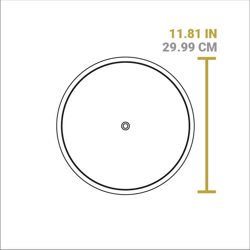 Dimensional drawing of product lid. Total length is 11.81 inches.