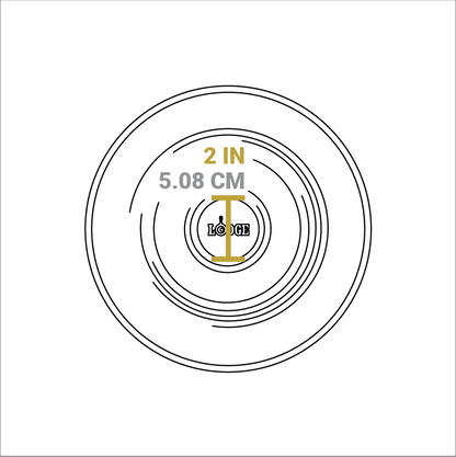 Dimensional drawing of product lid. Diameter of knob is 2 inches.