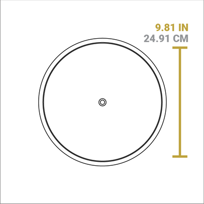 Dimensional drawing of product lid. Total length is 9.81 inches.