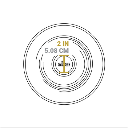 Dimensional drawing of product lid. Diameter of knob is 2 inches.