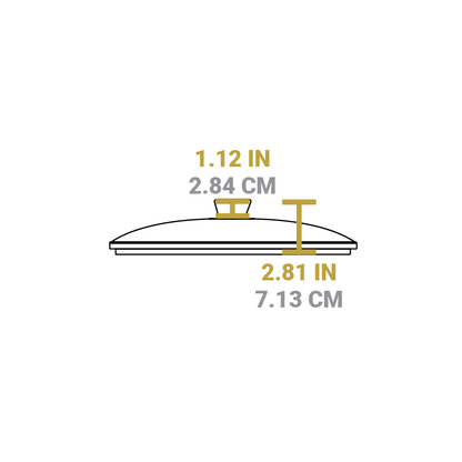 Dimensional drawing of product. Total height is 2.81 inches, height of knob is 1.12 inches.