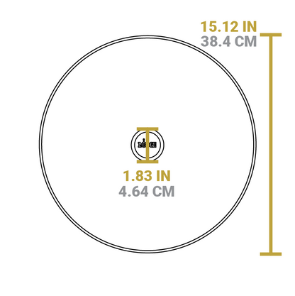 Dimensional drawing of product. Length of knob is 1.83 inches, length of lid is 15.12 inches.