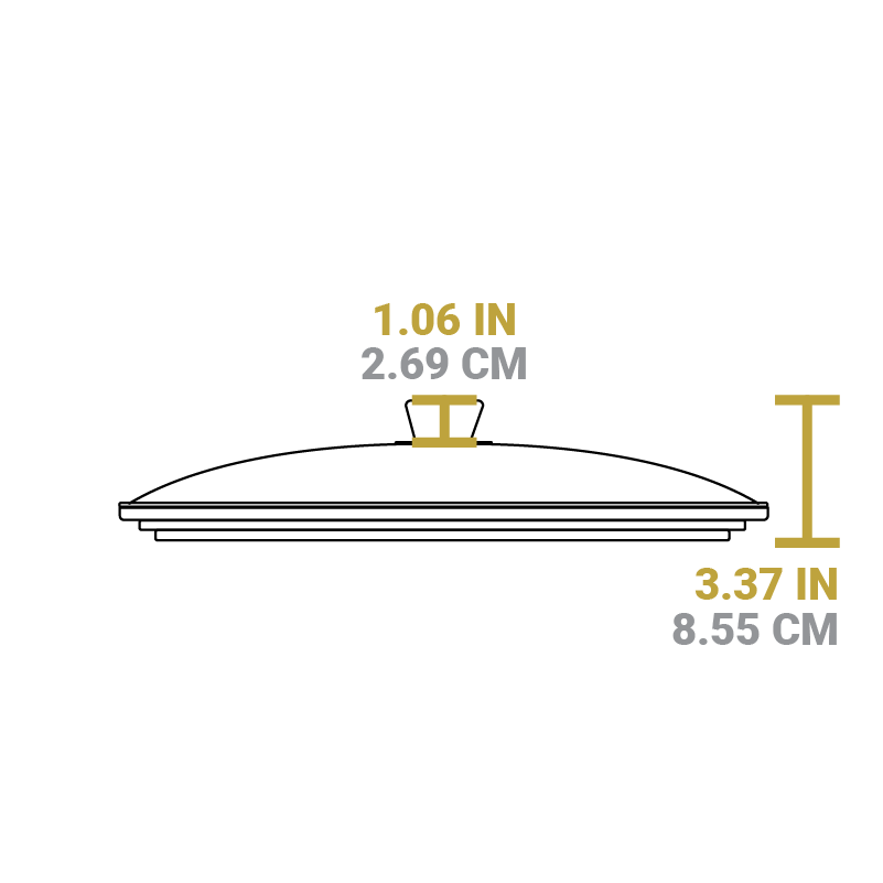 Dimensional drawing of product. Total height is 3.37 inches, height of knob is 1.06 inches.