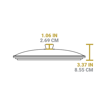 Dimensional drawing of product. Total height is 3.37 inches, height of knob is 1.06 inches.