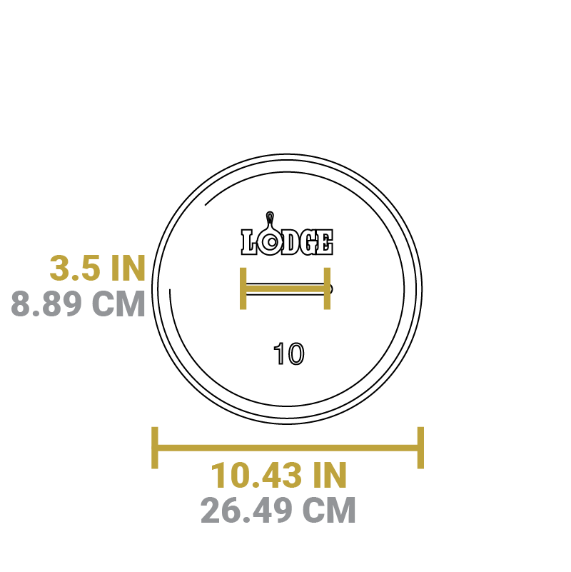 Dimensional drawing of product lid. Total width is 10.43 inches, width of handle is 3.5 inches.