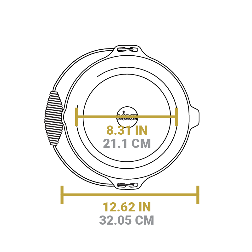 Dimensional drawing of product. Width of flat bottom is 8.31 inches, total width is 12.62 inches.