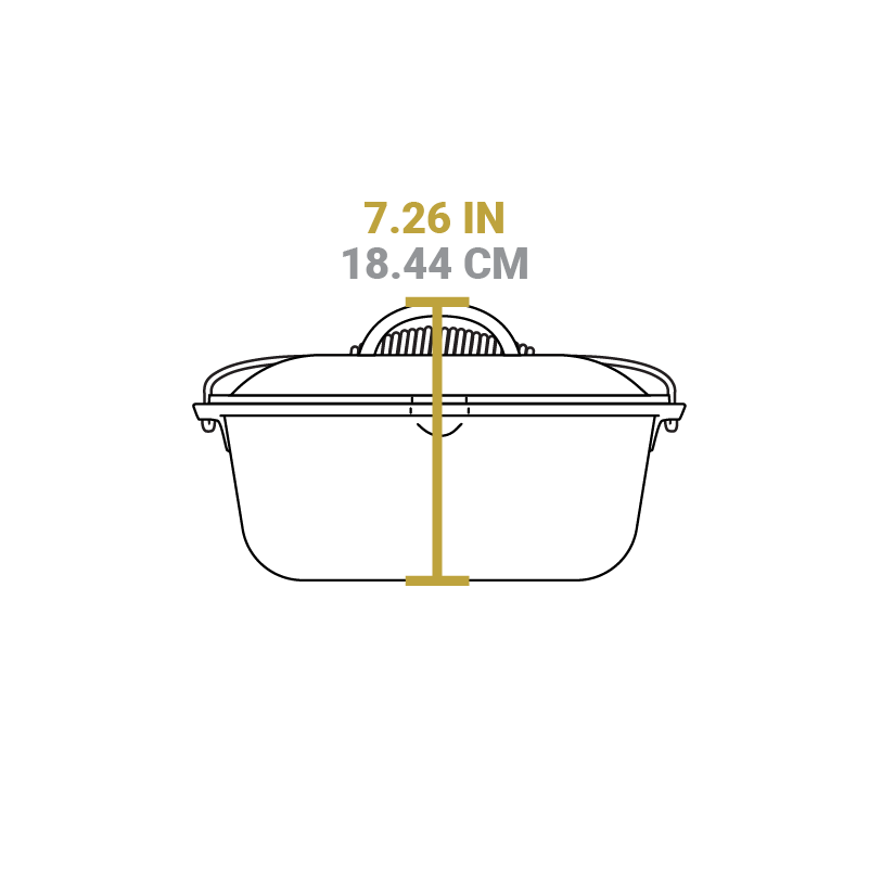 Dimensional drawing of product. Total height including lid is 7.26 inches.
