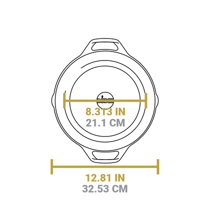 Dimensional drawing of product. Length of flat bottom is 8.313 inches, total length is 12.81 inches.