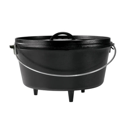 Dutch oven with 3 legs and a bail handle, making it great for camp cooking no matter the method.