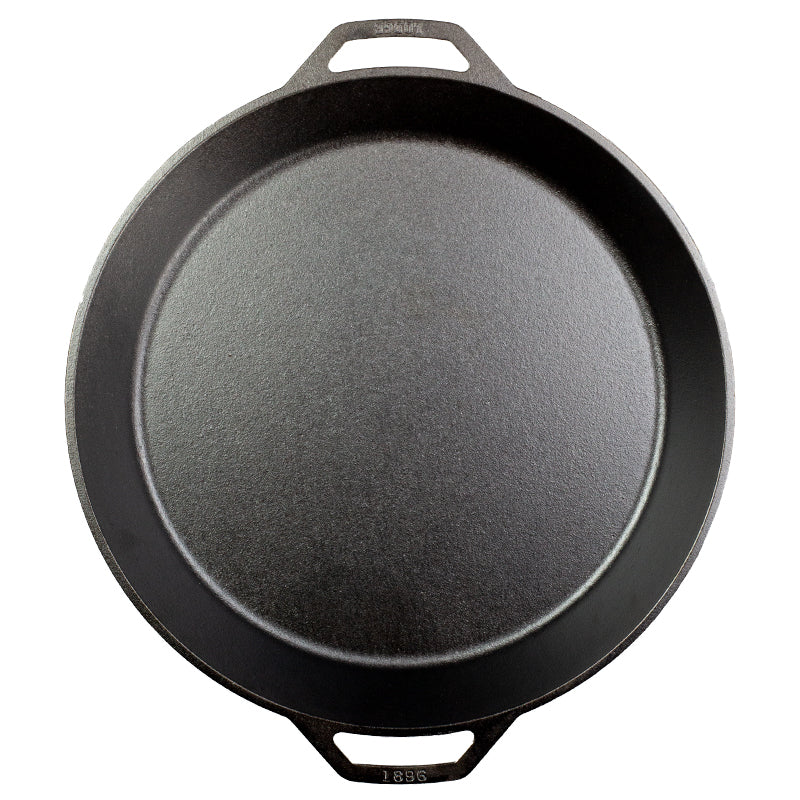 Top view of pan showing cooking surface and loop handles.