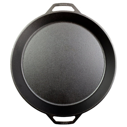 Top view of pan showing cooking surface and loop handles.