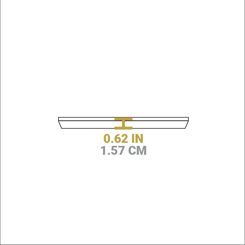 Dimensional drawing of product. Height is 0.62 inches.