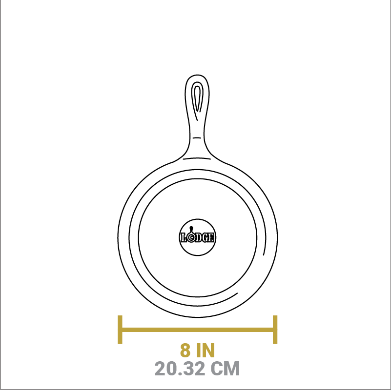 Dimensional drawing of product. Width is 8 inches.