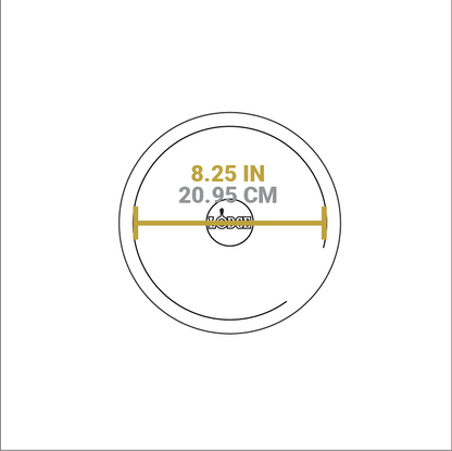 Dimensional drawing of product. Width of flat bottom is 8.25 inches.