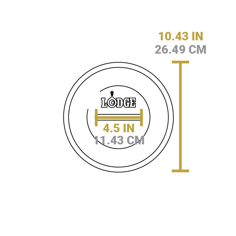 Dimensional drawing of product. Total length is 10.43 inches, and width of handle is 4.5 inches.