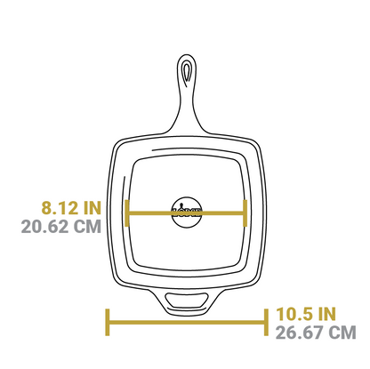 Dimensional drawing of product. Flat bottom is 8.12 inches. Total width is 10.5 inches.