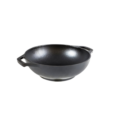 Bowl shaped wok with 2 loop handles.