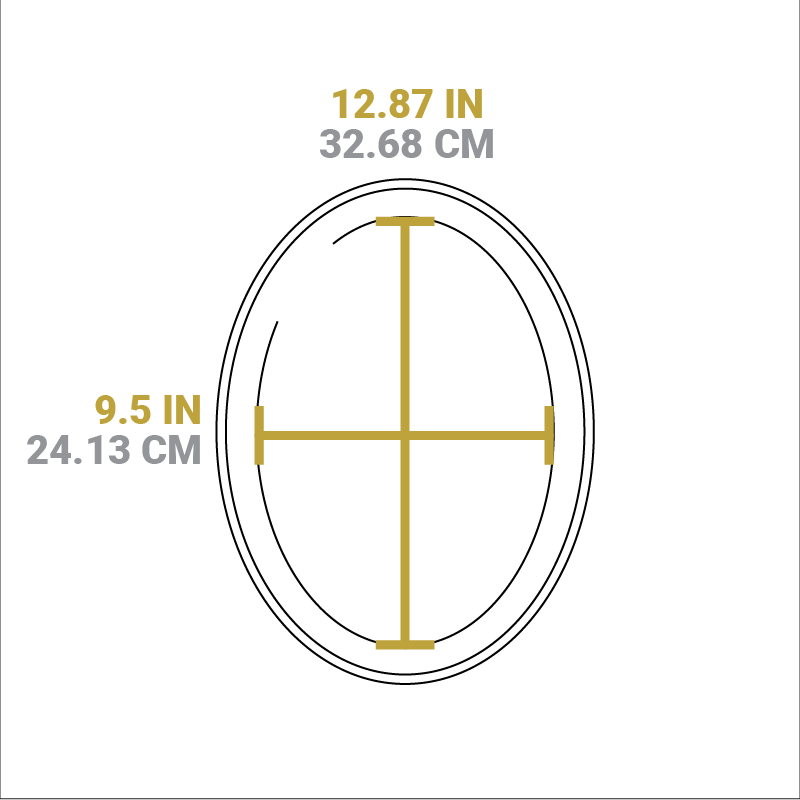 Dimensional drawing of product. Width of cooking surface is 12.87 inches, length is 9.5 inches.