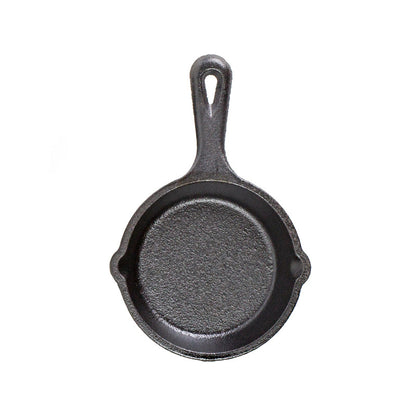 Cast iron skillet with one long handle, there's a pour spout on the left and right side.