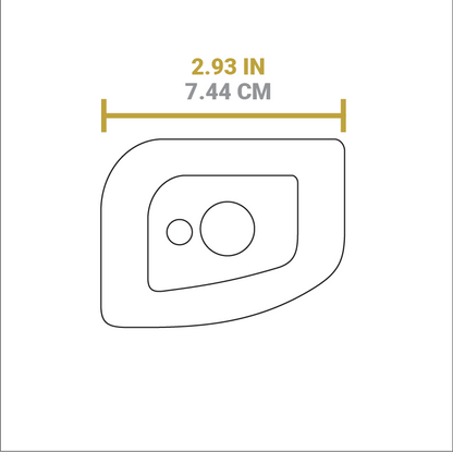 Dimensional drawing of Pan Scraper. Width is 2.93 inches.