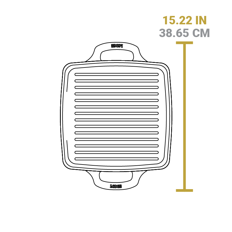 Dimensional drawing of product. Total width from handle to handle is 15.22 inches.