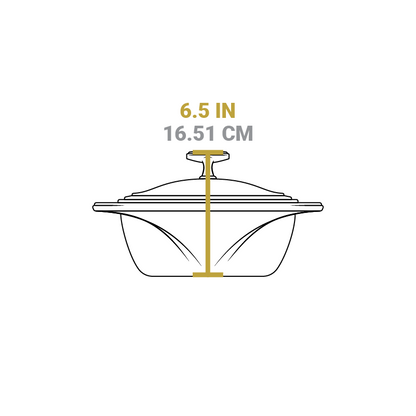 Dimensional drawing of product. Total height is 6.5 inches.
