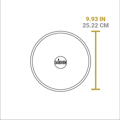 Dimensional drawing of product. Diameter is 9.93 inches.