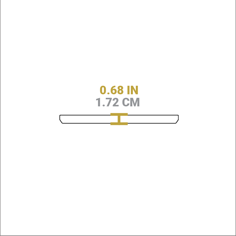Dimensional drawing of product. Height is 0.68 inches.