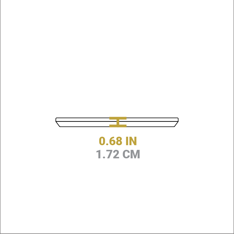 Dimensional drawing of product. Height is 0.68 inches.