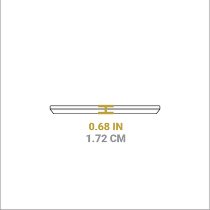 Dimensional drawing of product. Height is 0.68 inches.