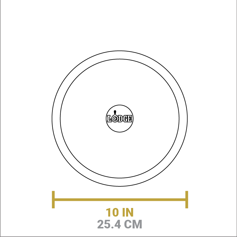 Dimensional drawing of product. Diameter is 10 inches.