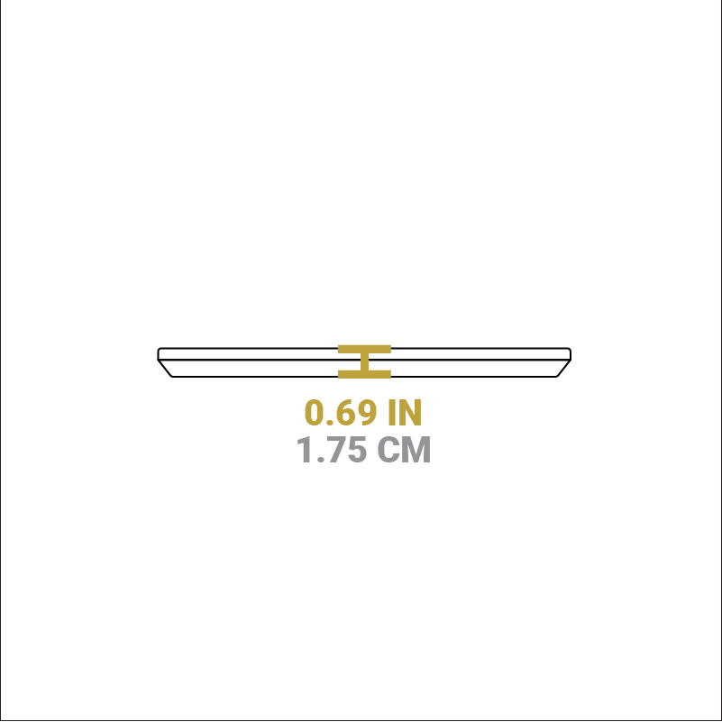 Dimensional drawing of product. Height is 0.69 inches.