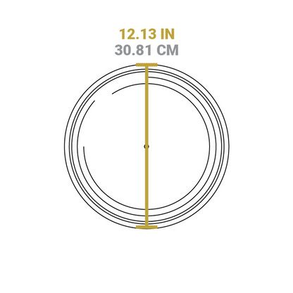 Dimensional drawing of product lid. Diameter is 12.13 inches.