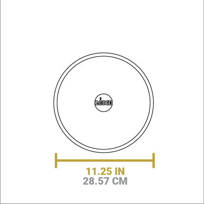 Dimensional drawing of product. Total diameter is 11.25 inches.